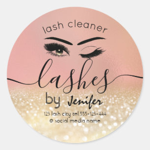Gold glittery wink lash extension lash cleaner classic round sticker
