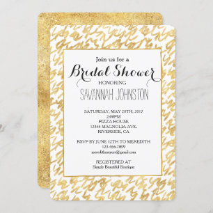 Gold Glitz Abstract Squiggles bridal shower Invitation