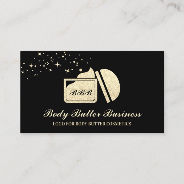 Gold Glitz Body Butter Cosmetic Cream Business Card (Front)