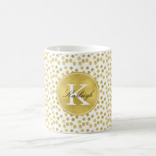 Gold Glitz Confetti Dots Monogram Coffee Mug
