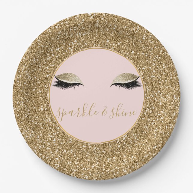 Gold Glitz Eyes Paper Plate (Front)