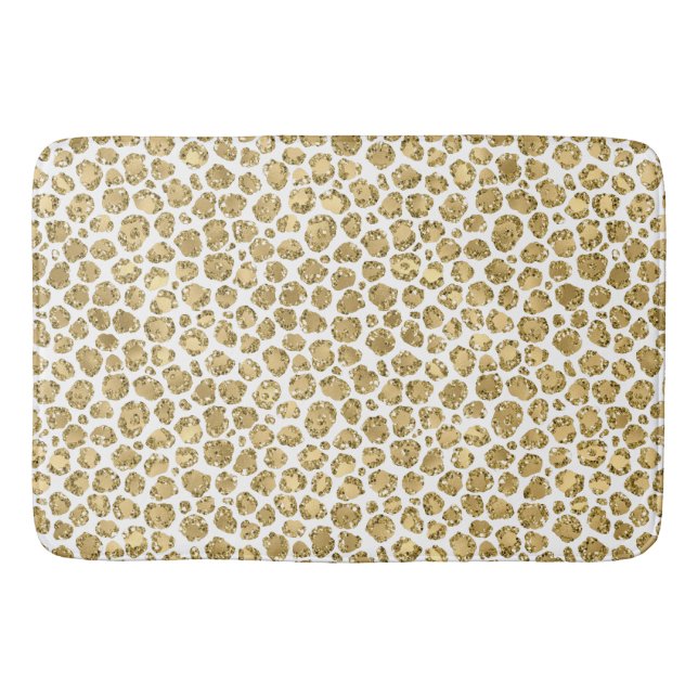Gold Glitz Glitter Leopard      Bath Mat (Front)