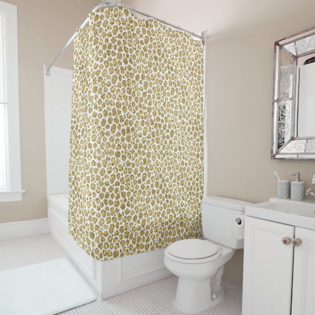 Gold Glitz Glitter Leopard        Shower Curtain (In Situ)