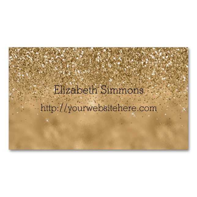 Gold Glitz Glitter Magnetic Business Card (Front)