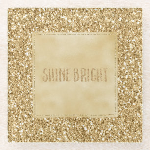 Gold Glitz Glitter Sparkle Glass Coaster