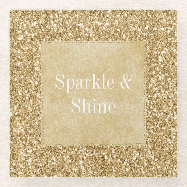 Gold Glitz Glitter Sparkle    Glass Coaster (Front)