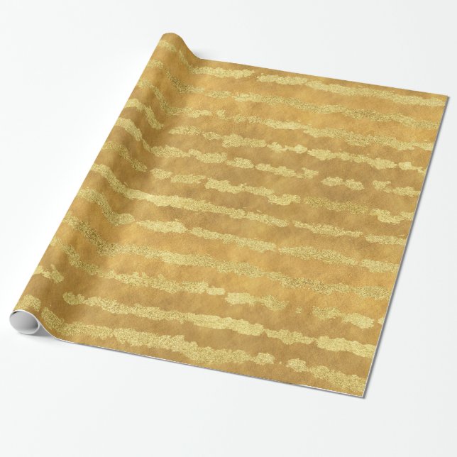 Gold Glitz Stripes Wrapping Paper (Unrolled)