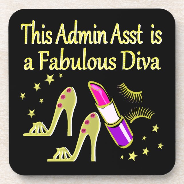 GOLD GLITZY ADMIN ASSISTANT DIVA DESIGN COASTER (Front)