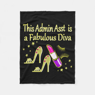 GOLD GLITZY ADMIN ASSISTANT DIVA DESIGN FLEECE BLANKET
