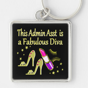 GOLD GLITZY ADMIN ASSISTANT DIVA DESIGN KEY RING
