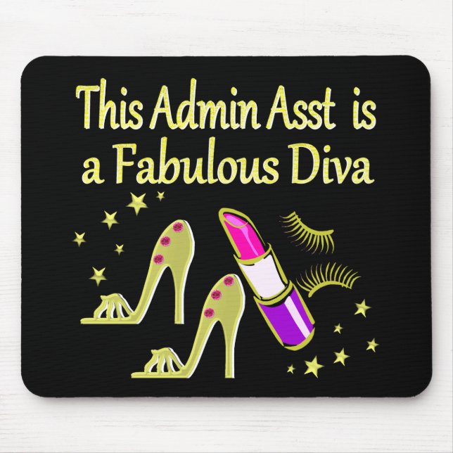 GOLD GLITZY ADMIN ASSISTANT DIVA DESIGN MOUSE PAD (Front)