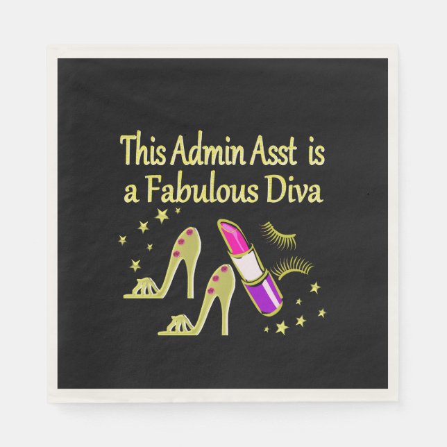GOLD GLITZY ADMIN ASSISTANT DIVA DESIGN NAPKIN (Front)
