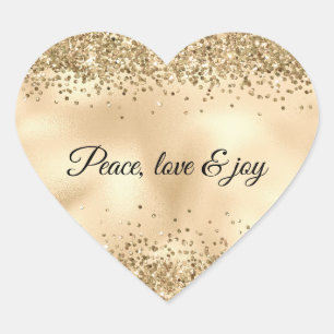Gold Glitzy Confetti Glitter Sparkle  Heart Sticker