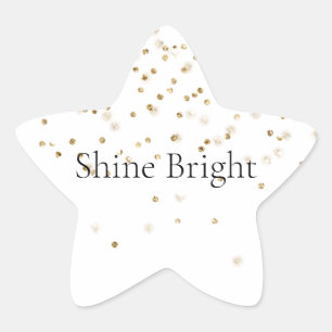 Gold Glitzy Confetti Sparkle  Star Sticker