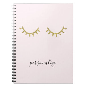 Gold Glitzy Eyelashes Notebook