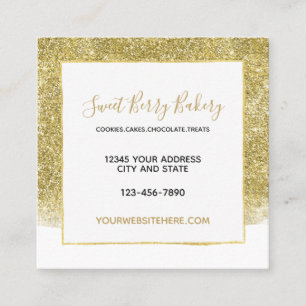 Gold Glitzy Faux Glitter Square Business Card
