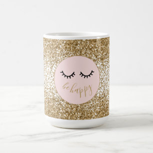 Gold Glitzy Glam Sparkle Glitter Eyelashes Coffee Mug