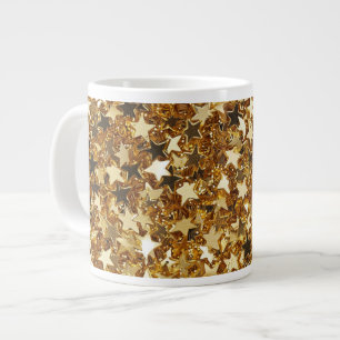 Gold Glitzy Glam Sparkle Stars Large Coffee Mug