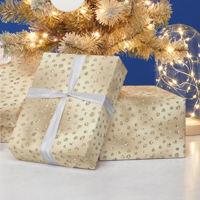 Gold Glitzy Glitter Dots     Wrapping Paper (Holidays)