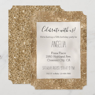 Gold Glitzy Glitter Giraffe Print Invitation