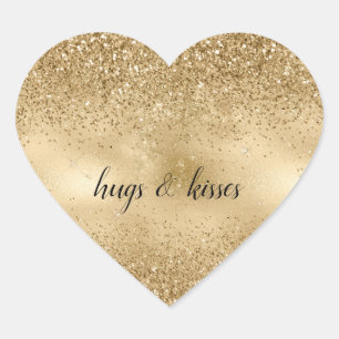 Gold Glitzy Glitter Heart Sticker