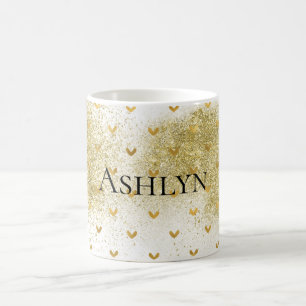 Gold Glitzy Glitter Hearts  Coffee Mug