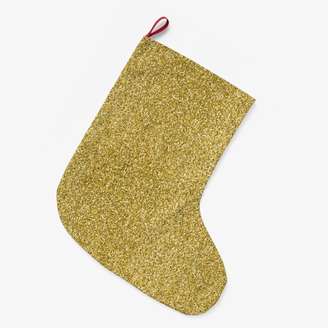 Gold Glitzy Glitter Large Christmas Stocking (Front (Hanging))