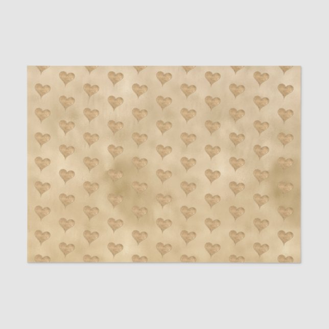 Gold Glitzy Glitter Love Heart Tissue Paper (Front)