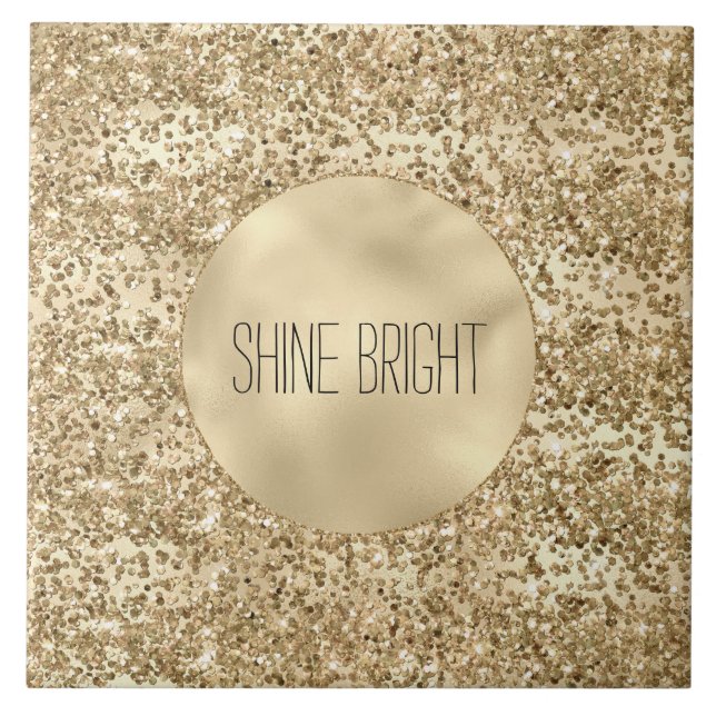 Gold Glitzy Glitter Sparkle Confetti Shine     Ceramic Tile (Front)