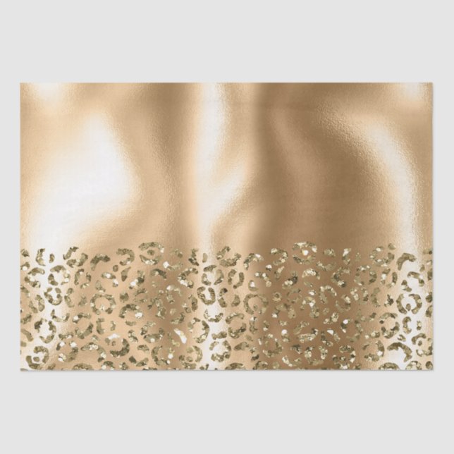 Gold Glitzy Leopard Animal Glam Tissue Paper (Front)