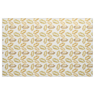 Gold Glitzy Lips Kiss Fabric