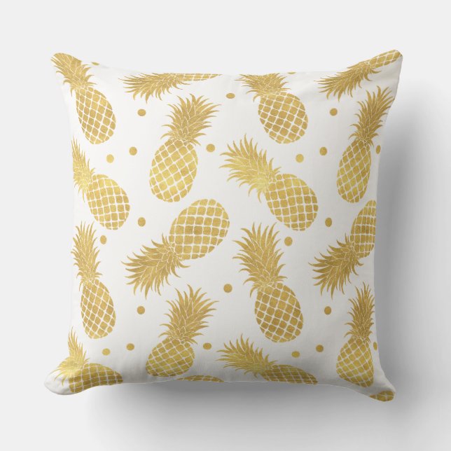 Gold Glitzy Pineapples Cushion (Front)