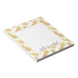 Gold Glitzy Pineapples Notepad