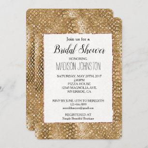 Gold Glitzy Snake Skin Animal Glam Invitation
