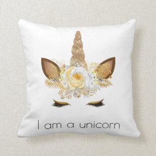 Gold Glitzy Sparkle Unicorn Cushion
