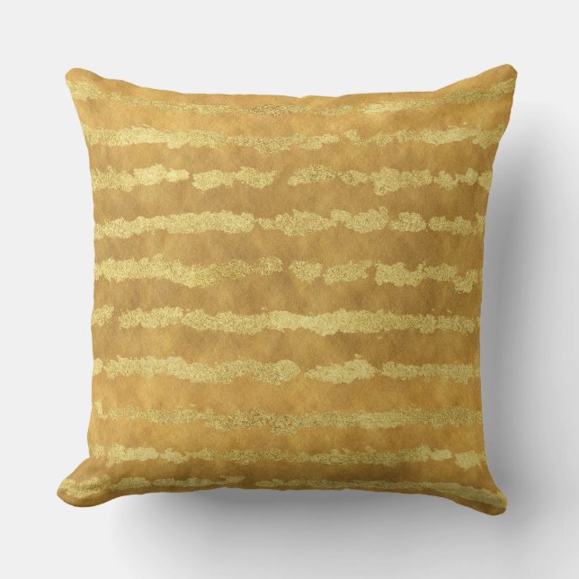 Gold Glitzy Stripes Cushion (Front)