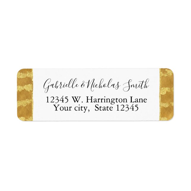 Gold Glitzy Stripes Return Address Label (Front)