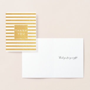 Gold Glitzy Stripes Thank You Foil Card