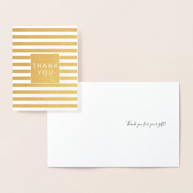 Gold Glitzy Stripes Thank You Foil Card (Display)