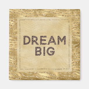 Gold Glitzy Zebra Print Glitter Dream Magnet