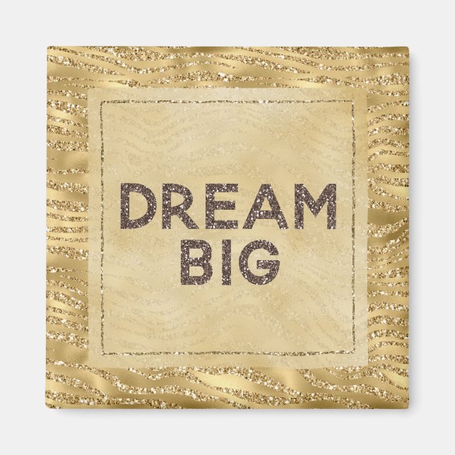 Gold Glitzy Zebra Print Glitter Dream  Magnet (Front)