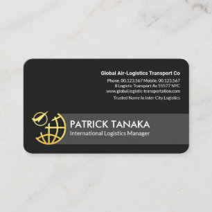 Gold Globe Airplane Orbit Logistics Business Card