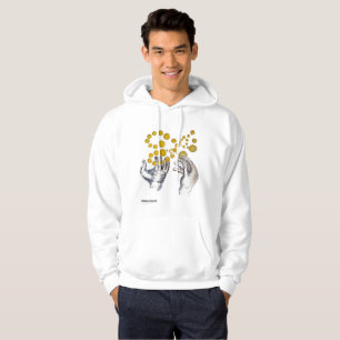 Gold globes float outstretched hands hoodie