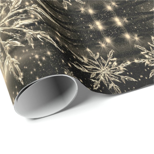 Gold glow bronze snowflake wrapping paper (Roll Corner)