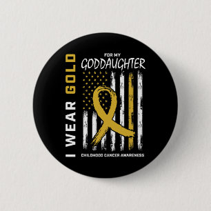 Gold Goddaughter Childhood Cancer Awareness Americ 6 Cm Round Badge