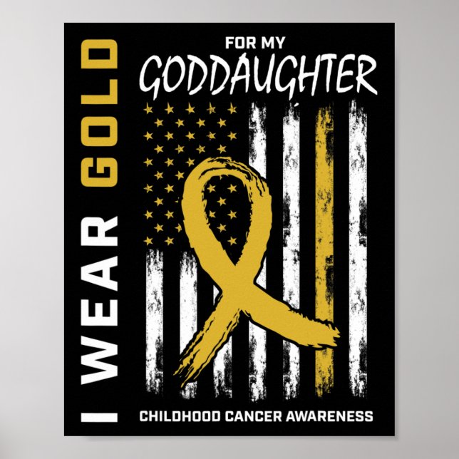 Gold Goddaughter Childhood Cancer Awareness Americ Poster (Front)