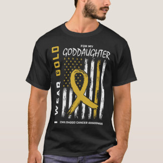 Gold Goddaughter Childhood Cancer Awareness Americ T-Shirt