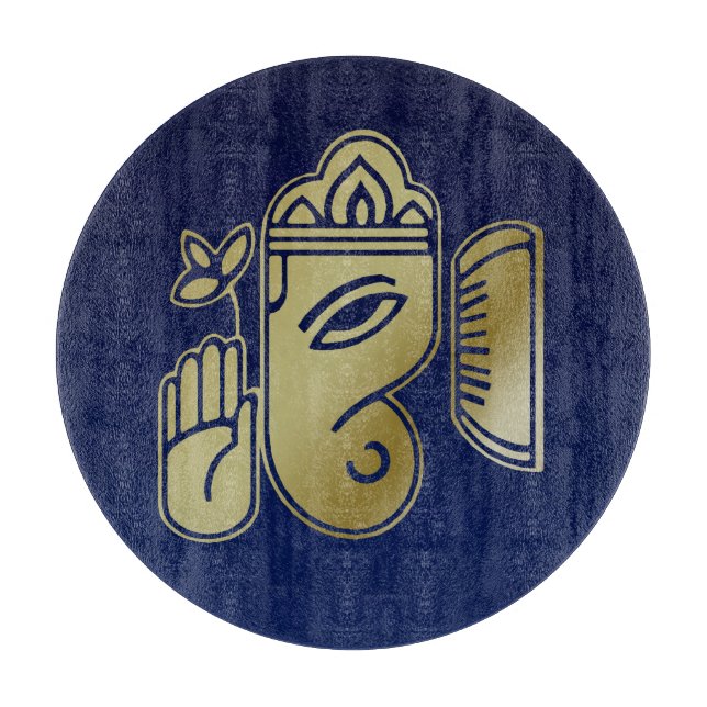 Gold Goddess Ganesha - Glass Cutting Board (Front)