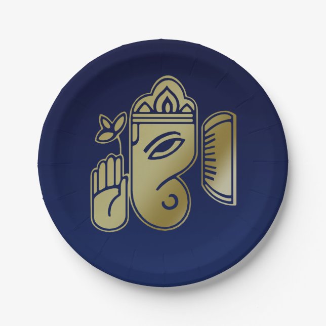 Gold Goddess Ganesha - Paper Plates (Front)