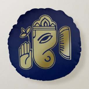 Gold Goddess Ganesha - Round Pillow